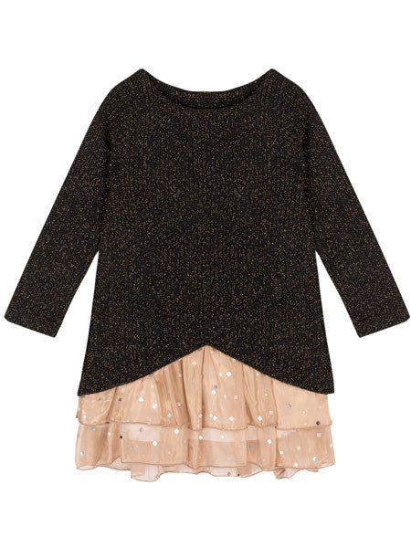 Deux Par Deux Starmania Sweater Dress with Faux Fur Collar Girls 5, 6
