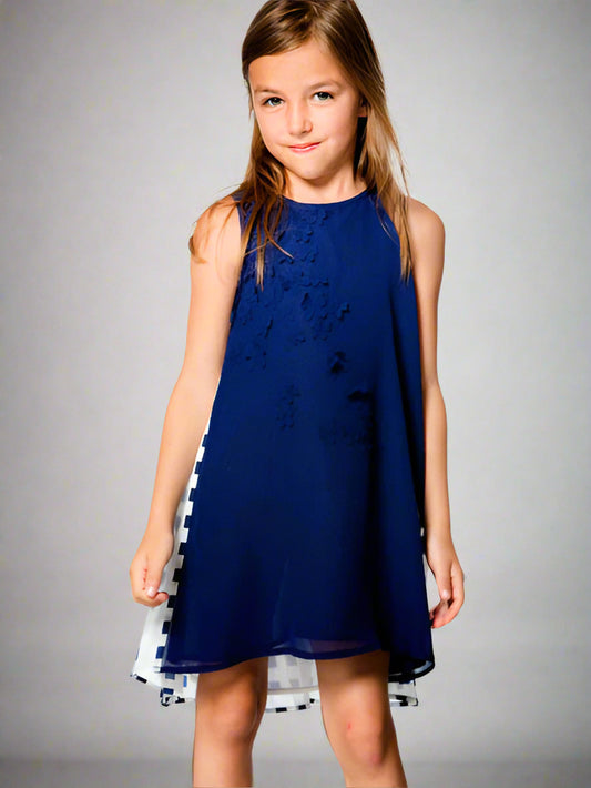 Deux Par Deux Tapis Rouge Collection Navy Pleated Dress Sizes 4, 5