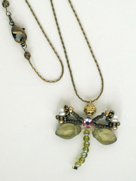 Girls Dragonfly Pendant  Necklace 15" Long