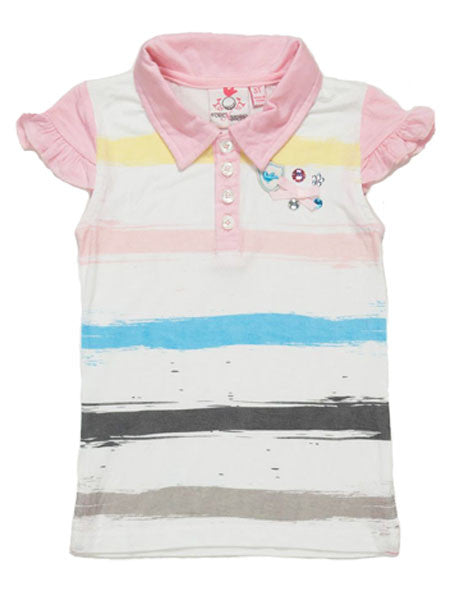 Fore N Birdie Toddler Girls Stripe Polo Style Shirt