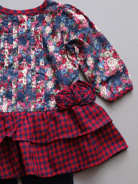 Fore N Birdie Baby Girls Floral Print Dress & Leggings Set