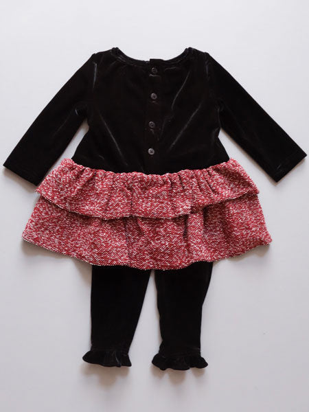 Fore N Birdie Baby Girls Velvet Dress & Leggings