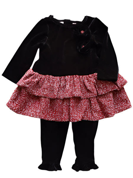 Fore N Birdie Baby Girls Velvet Dress & Leggings