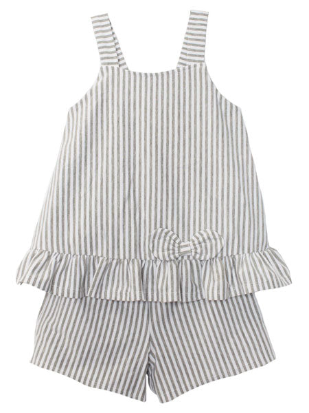 Isobella & Chloe Tank Top and Shorts Gray Stripe Knit 2PC Set