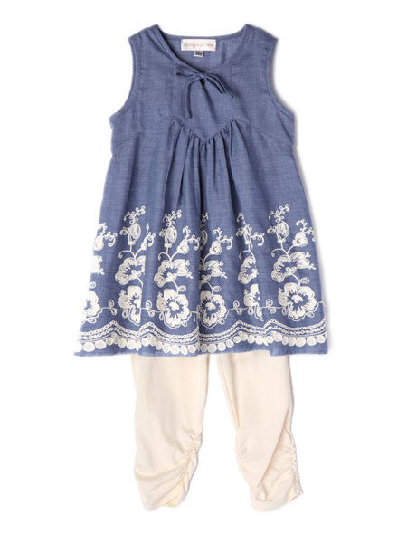 Isobella & Chloe Sweetwater Blue Tunic and Leggings Set Sizes 4-6