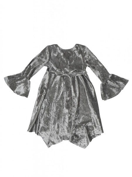 Kate Mack Rose Crush Grey Velvet Dress Size 5