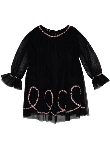 Kate Mack Rumba Roses Black Dress Girls 5-7