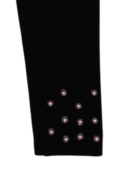 Kate Mack Rumba Roses Black Leggings with Pearls Size 4