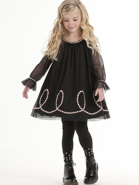 Kate Mack Rumba Roses Black Dress Girls 5-7