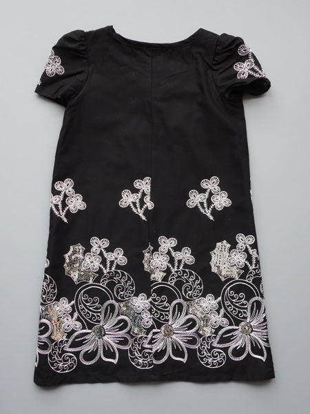 LAUNDRY by Shelli Segal Girls Black & Silver Rachel Dress Sizes 4-7