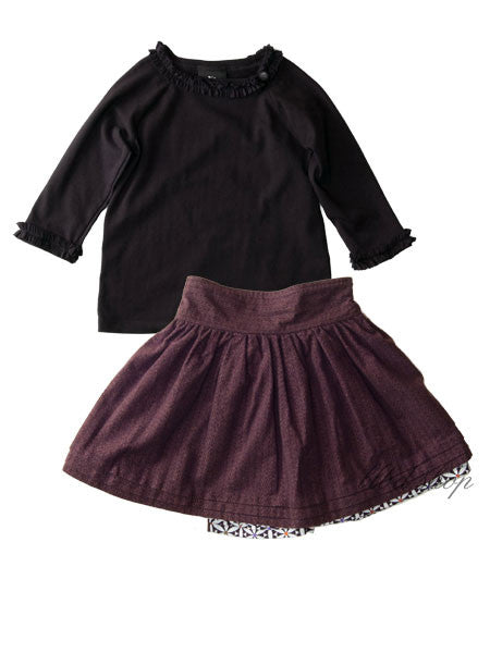 Llum  Reversible Dirndl Skirt & Black Top Set Size 2T
