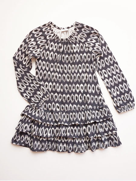 Little Handprint Charcoal Ikat Jersey Dress Size 6