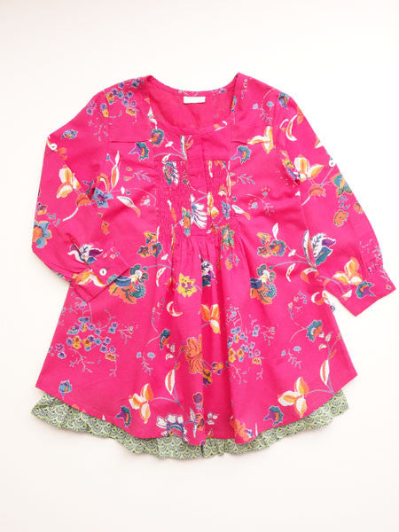 Little Handprint Dorset Pink Cotton Dress Toddler Girls