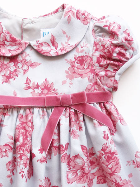 Luli & Me Baby Girls Rose Print Dress With Ribbon