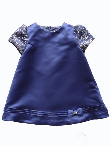 Luli & Me Blue Satin Baby & Toddler Party Dress