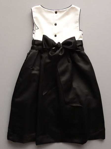 Luli & Me Little Girls Black & Ivory Satin Dress Sizes 4, 5