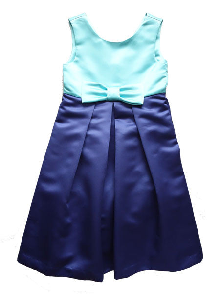 Luli & Me Blue Satin Girls Party Dress Sizes 4-7