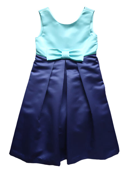 Luli & Me Blue Satin Girls Party Dress Sizes 4-7