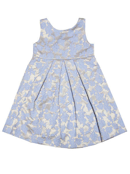 Luli & Me Blue Print Jacquard With Bow Dress Sizes 2T-6X