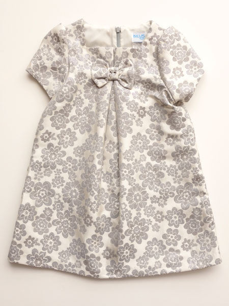 Luli & Me  Floral Grey Jacquard Dress Size 3T