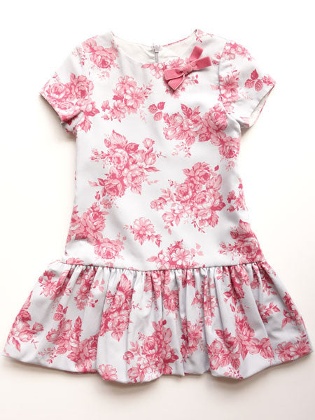 Luli & Me Rose Print Dropwaist Dress Size 6X