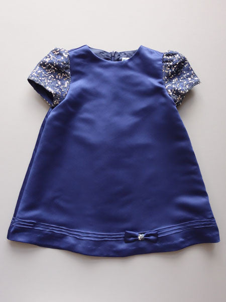 Luli & Me Blue Satin Baby & Toddler Party Dress