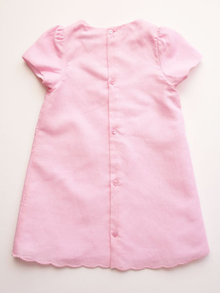 Luli & Me Pink Linen With Scallop Dress 12M-4T