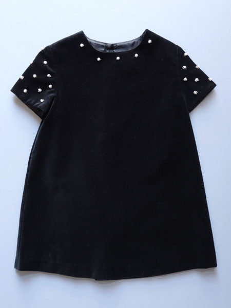 Luli & Me Pearl Trimmed Black Velvet Infant & Toddler Girls Dress – llbd shop