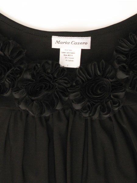 Maria Casero Rosette Trim Girls Black Party Dress Sizes 7 & 8