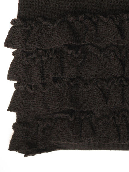 Maria Casero Black Knit Ruffle Trim Dress Sizes 7, 8