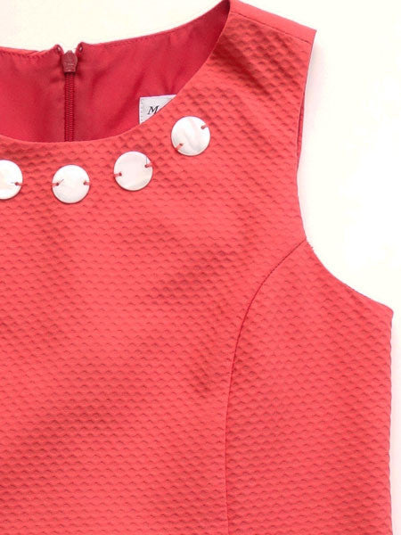 Maria Casero Coral Pique Knit Jewel Shift Dress Girls Size 8