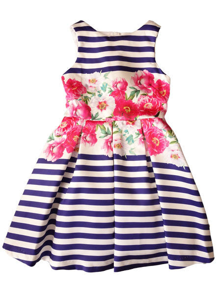 Maria Casero Peony Stripe Party Dress Girls 7-14