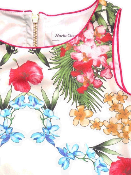 Maria Casero Tropical Floral Print Girls Dress Size 8