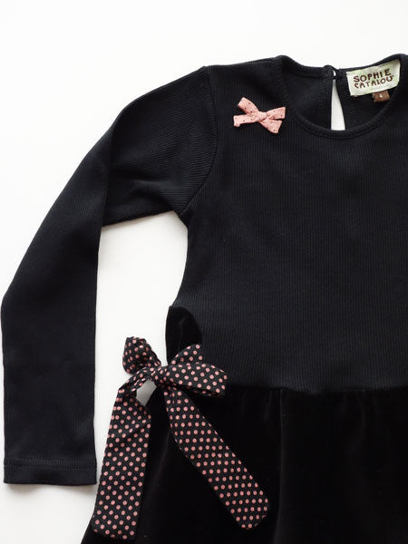 Sophie Catalou Dotted Bows Girls Black Dress Size 4