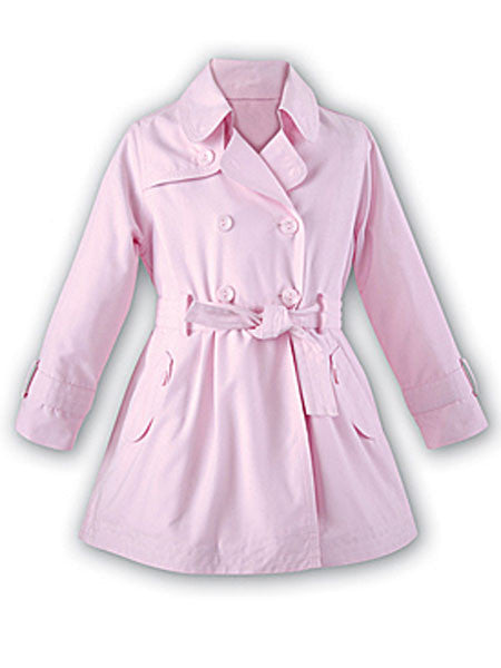 Girls pink trench style raincoat for spring and warmer weather.