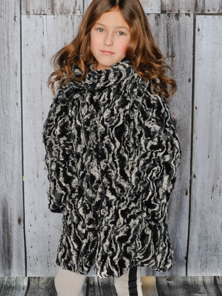 Eliane et Lena Black & White Soft Faux Fur Coat Sizes 4 & 5